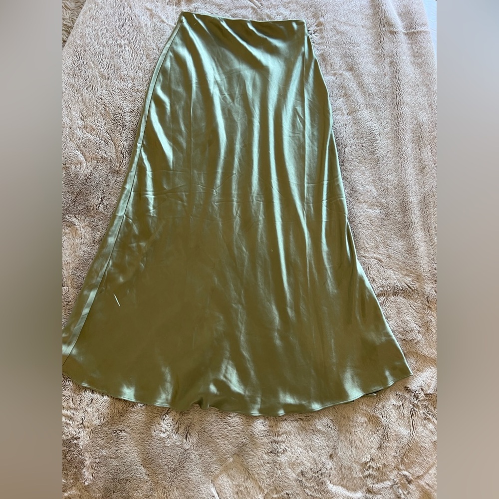 Olive Green Slip Midi Skirt